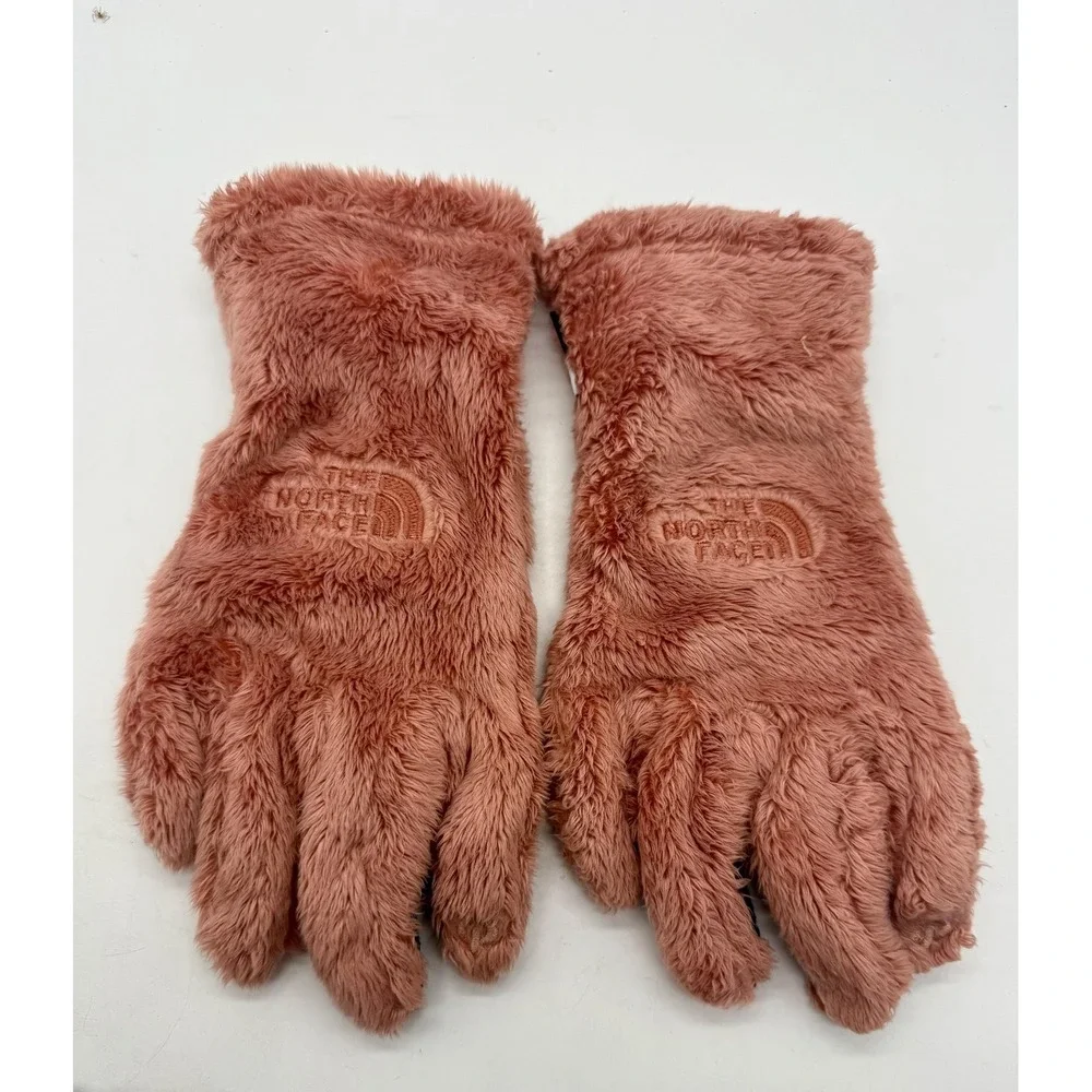 The North Face Gloves Girls M Pink Faux Fur Fleece Gorpcore Plush Winter